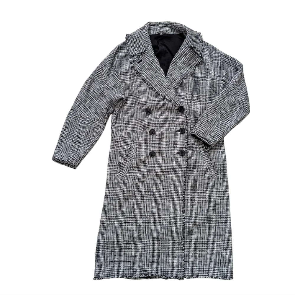 Free People Menswear Plaid Tweed Coat maxi Houndstooth